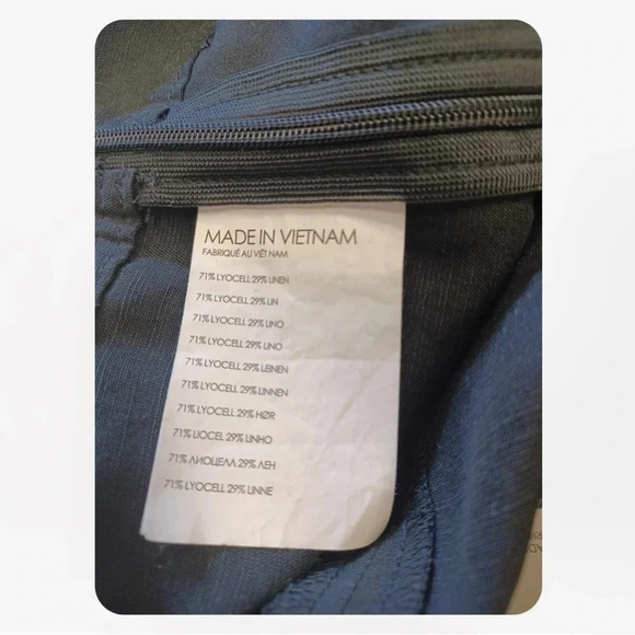 Club Monaco Linen Blend Black Wide Leg Palazzo Capri Pants Size 4 - Picture 8 of 9